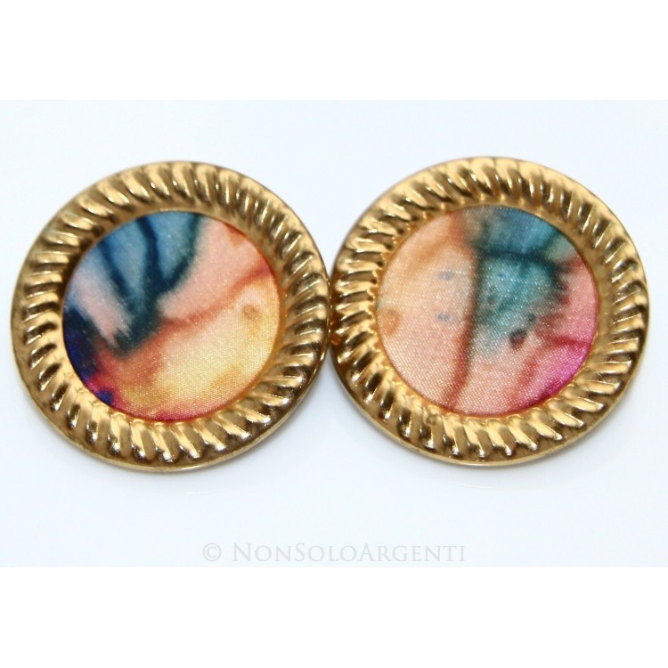 NSA|VINTAGE women's round disc earrings design on fabric