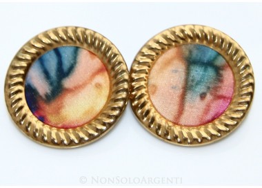 NSA|VINTAGE women's round disc earrings design on fabric