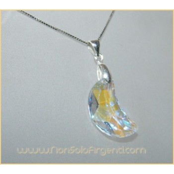 NSA|Collana in argento 925 con ciondolo Luna bianco AB swarovski certificato