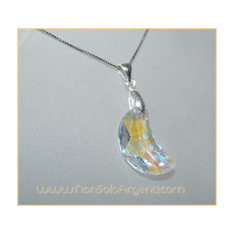 NSA|Collana in argento 925 con ciondolo Luna bianco AB swarovski certificato