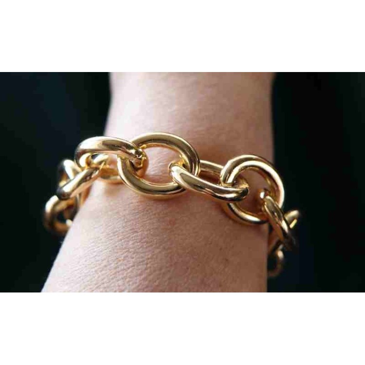 NSA|Oval bracelet in hypoallergenic bronze plated yellow gold for woman