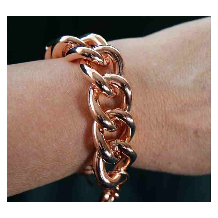 NSA|Rose gold plated curb bracelet in hypoallergenic Bronze for woman