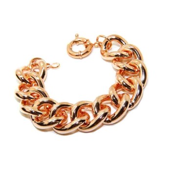 NSA|Rose gold plated curb bracelet in hypoallergenic Bronze for woman