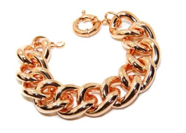 NSA|Rose gold plated curb bracelet in hypoallergenic Bronze for woman