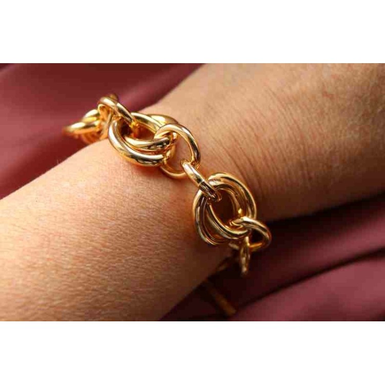 NSA|Bracciale donna ovali doppi in bronzo placcato oro giallo donna anallergico