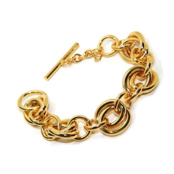 NSA|Bracciale donna ovali doppi in bronzo placcato oro giallo donna anallergico