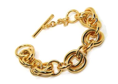 NSA|Double oval bracelet yellow gold plated, in hypoallergenic Bronze for woman