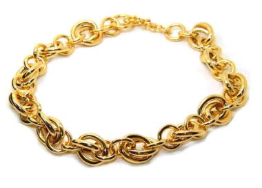 NSA|Collana ovali doppi placcata oro giallo, in Bronzo anallergico per donn