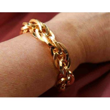 NSA|Bracciale maglia squadrata placcato oro giallo, in Bronzo anallergico per donna