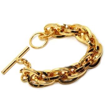 NSA|Bracciale maglia squadrata placcato oro giallo, in Bronzo anallergico per donna