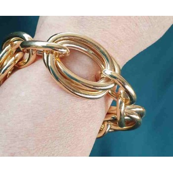 NSA|Yellow gold plated large oval bracelet, in hypoallergenic Bronze for woman