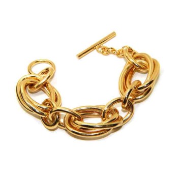 NSA|Bracciale ovali grandi placcato oro giallo, in Bronzo anallergico per donna