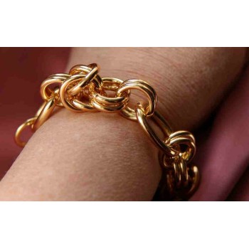 NSA|Yellow gold plated braided chain bracelet in hypoallergenic Bronze for women