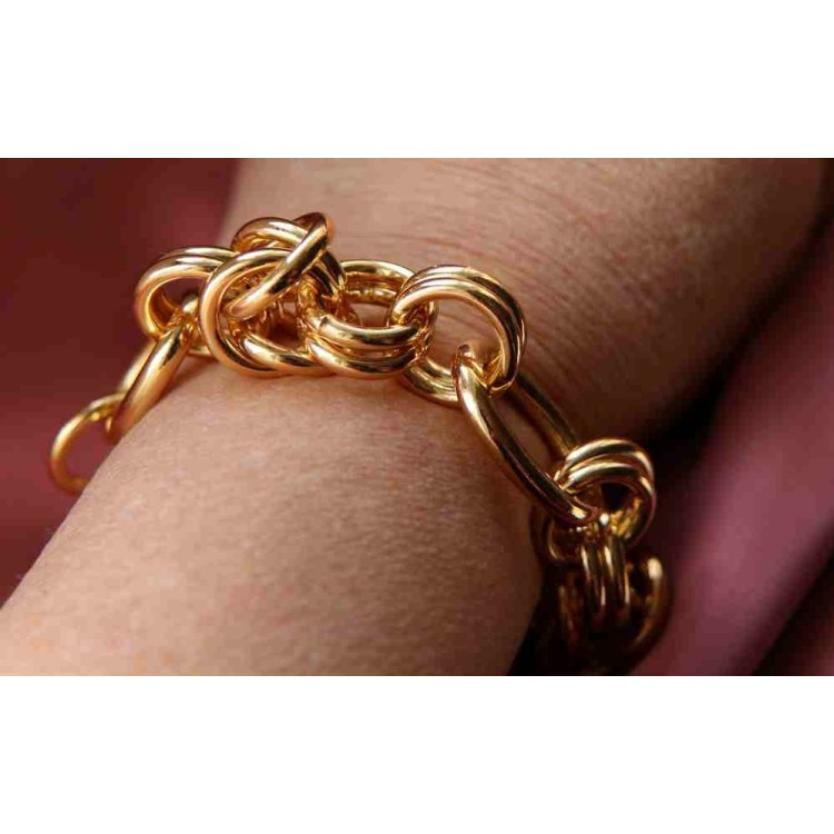 NSA|Bracciale maglia intrecciata placcato oro giallo, in Bronzo anallergico per donna