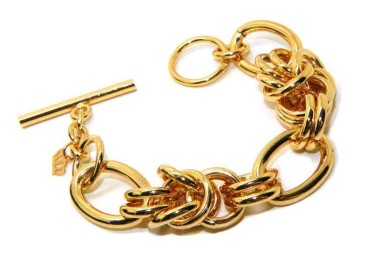 NSA|Yellow gold plated braided chain bracelet in hypoallergenic Bronze for women