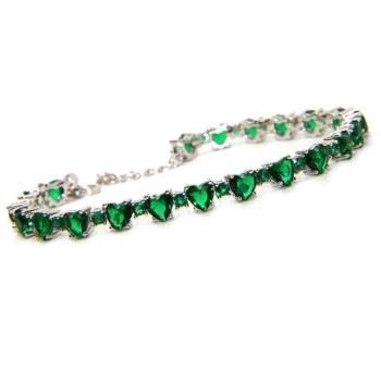 NonSoloArgenti | Bracciale cuori colorati tennis argento 925 e smeraldi verdi di marca NALBORI