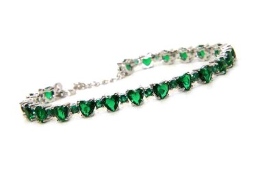 NonSoloArgenti | Bracciale cuori colorati tennis argento 925 e smeraldi verdi di marca NALBORI