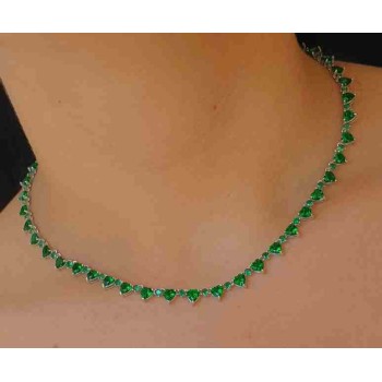 NSA|NALBORI collana tennis argento 925 cuori zirconi emerald verde donna