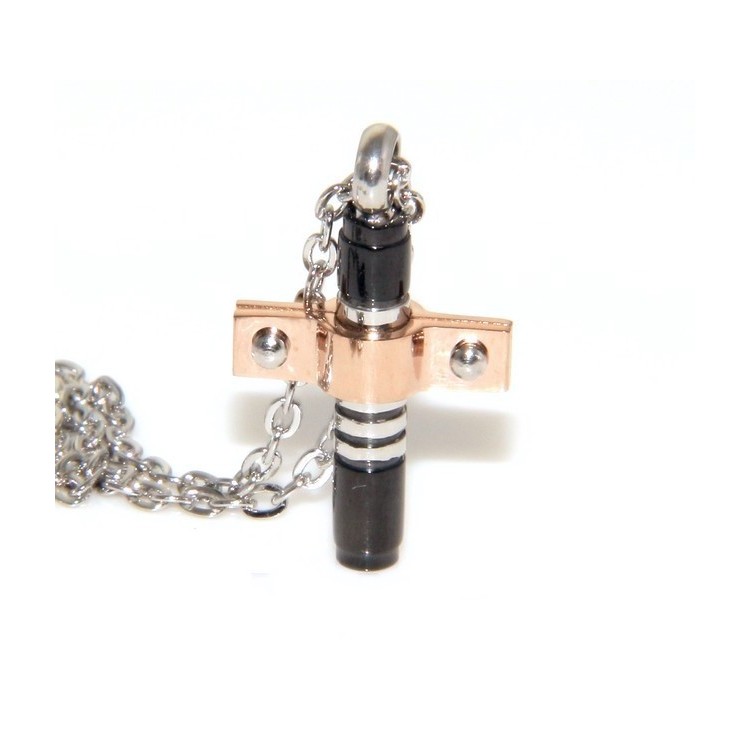 NSA|Stainless steel: forzatina cross pendant necklace round bolted 3 colors