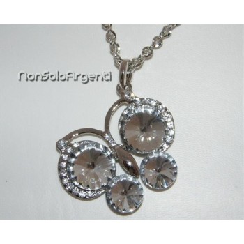NSA|costume jewelery: woman rolo 'long twisted chain necklace with silver rhinestone laminated butterfly pendant