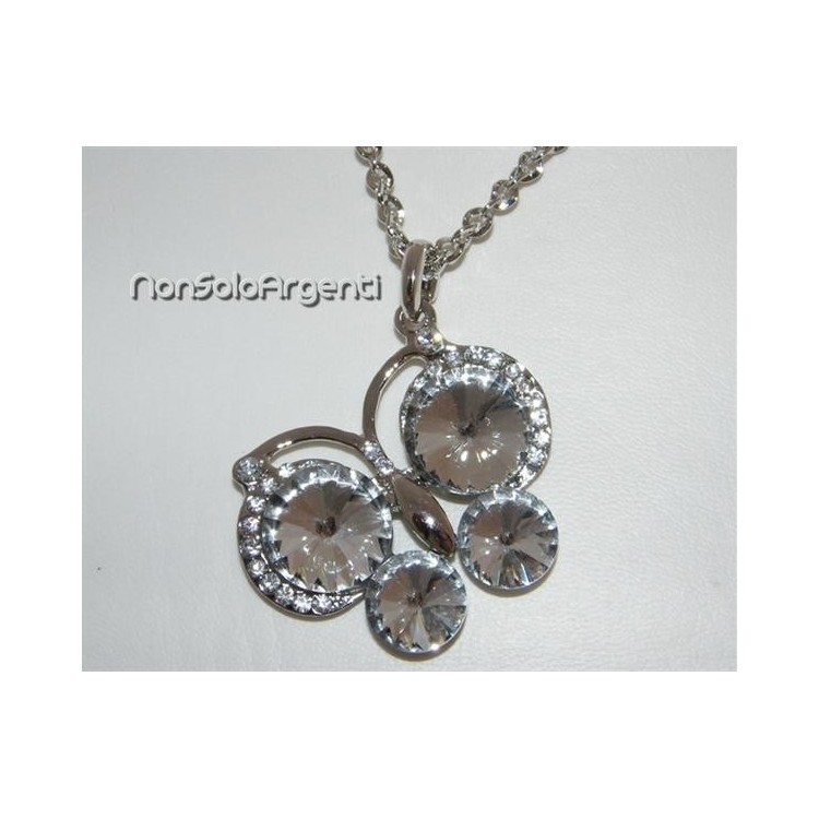 NSA|costume jewelery: woman rolo 'long twisted chain necklace with silver rhinestone laminated butterfly pendant
