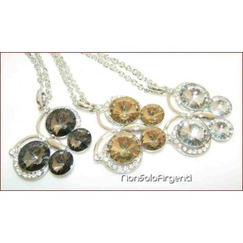 NSA|bigiotteria : collana lunga catena donna rolo' ritorta ciondolo farfalla laminata argento strass