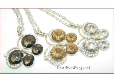 NSA|costume jewelery: woman rolo 'long twisted chain necklace with silver rhinestone laminated butterfly pendant