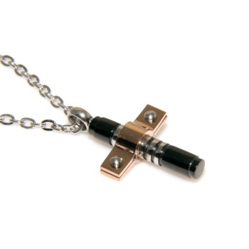 NSA|Stainless steel: forzatina cross pendant necklace round bolted 3 colors