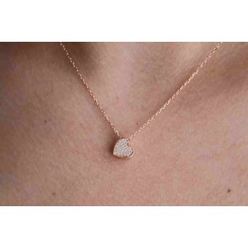 NSA|NALBORI Collier woman 925 silver heart 3D pink gold bath zircons