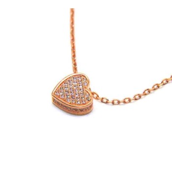 NSA|NALBORI Collier woman 925 silver heart 3D pink gold bath zircons