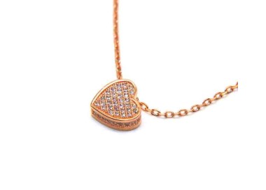 NSA|Collier donna argento 925 cuore 3D bagno oro rosa zirconi NALBORI