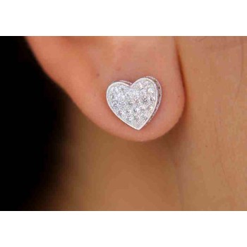 NSA|women's earrings 925 silver heart 3d zircons 11mm nalbori