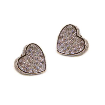 NSA|orecchini donna argento 925 cuore 3d zirconi 11mm