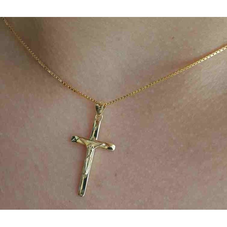 NSA|925 silver necklace with yellow gold plated cross NALBORI
