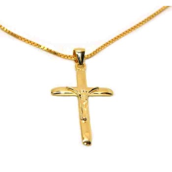 NSA|925 silver necklace with yellow gold plated cross NALBORI