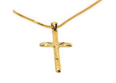 NSA|925 silver necklace with yellow gold plated cross NALBORI