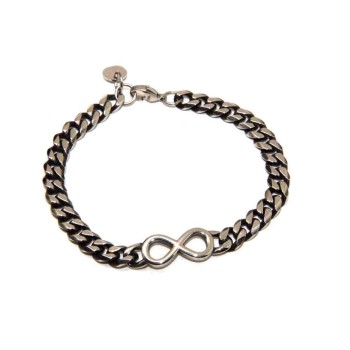 NSA|NALBORI Men's steel gourmette bracelet with dark infinity