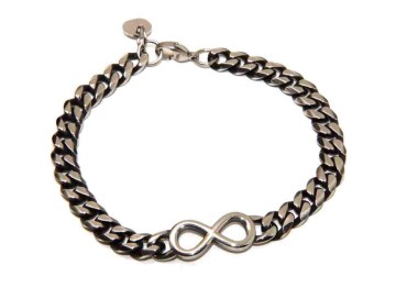 NSA|Bracciale uomo acciaio grumetta con infinito scuro NALBORI