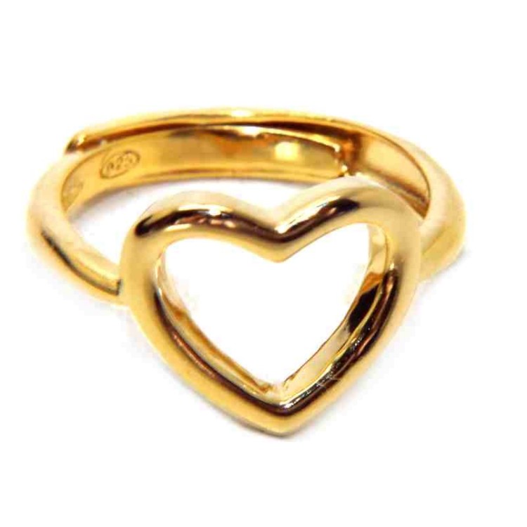 NSA|Anello donna cuore regolabile in argento 925 oro giallo NALBORI