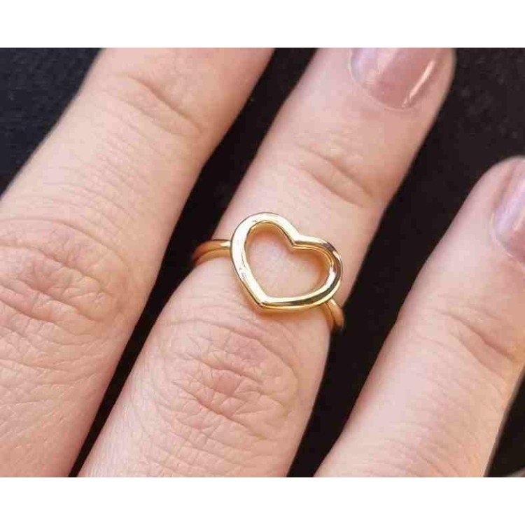 NSA|NALBORI Heart ring Silver 925 heart yellow gold adjustable woman