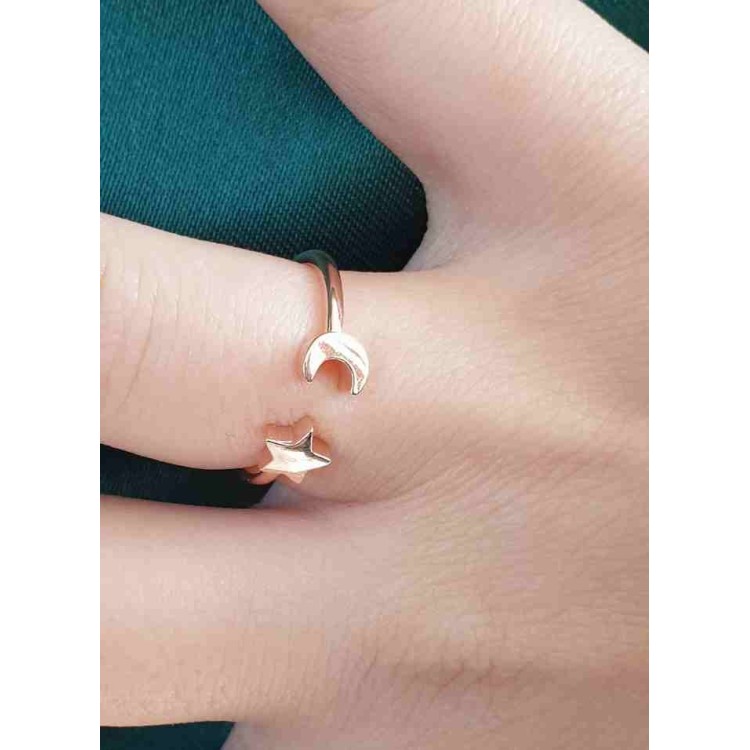 NSA|moon star ring 925 silver rose gold plated woman NALBORI