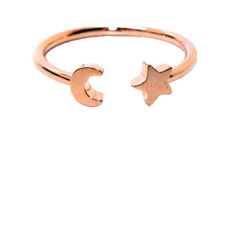 NSA|moon star ring 925 silver rose gold plated woman NALBORI