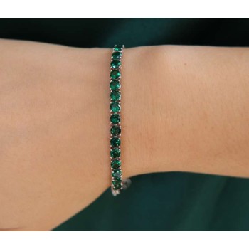 NSA|bracciale tennis indossato verde smeraldo argento 925 marca NALBORI in offerta