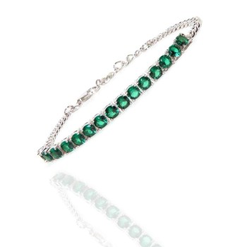 NSA|Tennis Bracelet 925 silver adjustable green emerald zircons woman NALBORI
