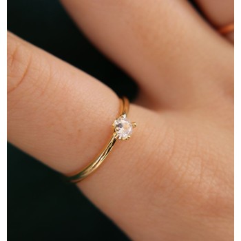 NSA|oro giallo anello solitario argento 925 regolabile zircone bianco misura 18