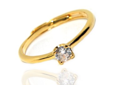 NSA|anello solitario argento 925 regolabile zircone bianco misura 18 oro giallo