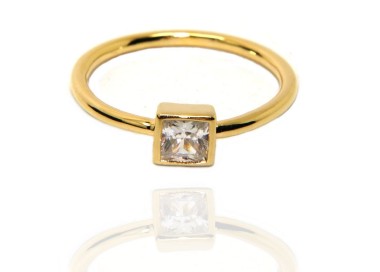 NSA|solitario argento 925 anello carre' placcato oro giallo zircone quadrato donna NALBORI