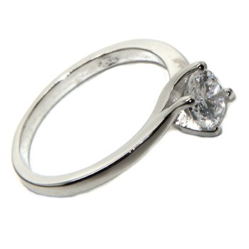 NSA|solitario anello argento 925 zircone 5mm donna rodiato