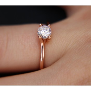 NSA|solitario anello argento 925 zircone 5mm donna bagno oro rosa