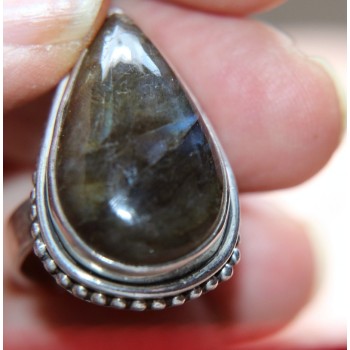 NSA|Anello etnico donna argento 925 goccia Labradorite misura 17
